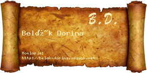Belák Dorina névjegykártya