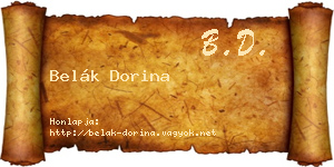 Belák Dorina névjegykártya